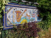 Millenium Mosaic on wall by the entrance to Yeading Marina